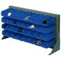 Global Equipment Louvered Bench Rack 36"W x 20"H - 22 of Blue Premium Stacking Bins 603381BL